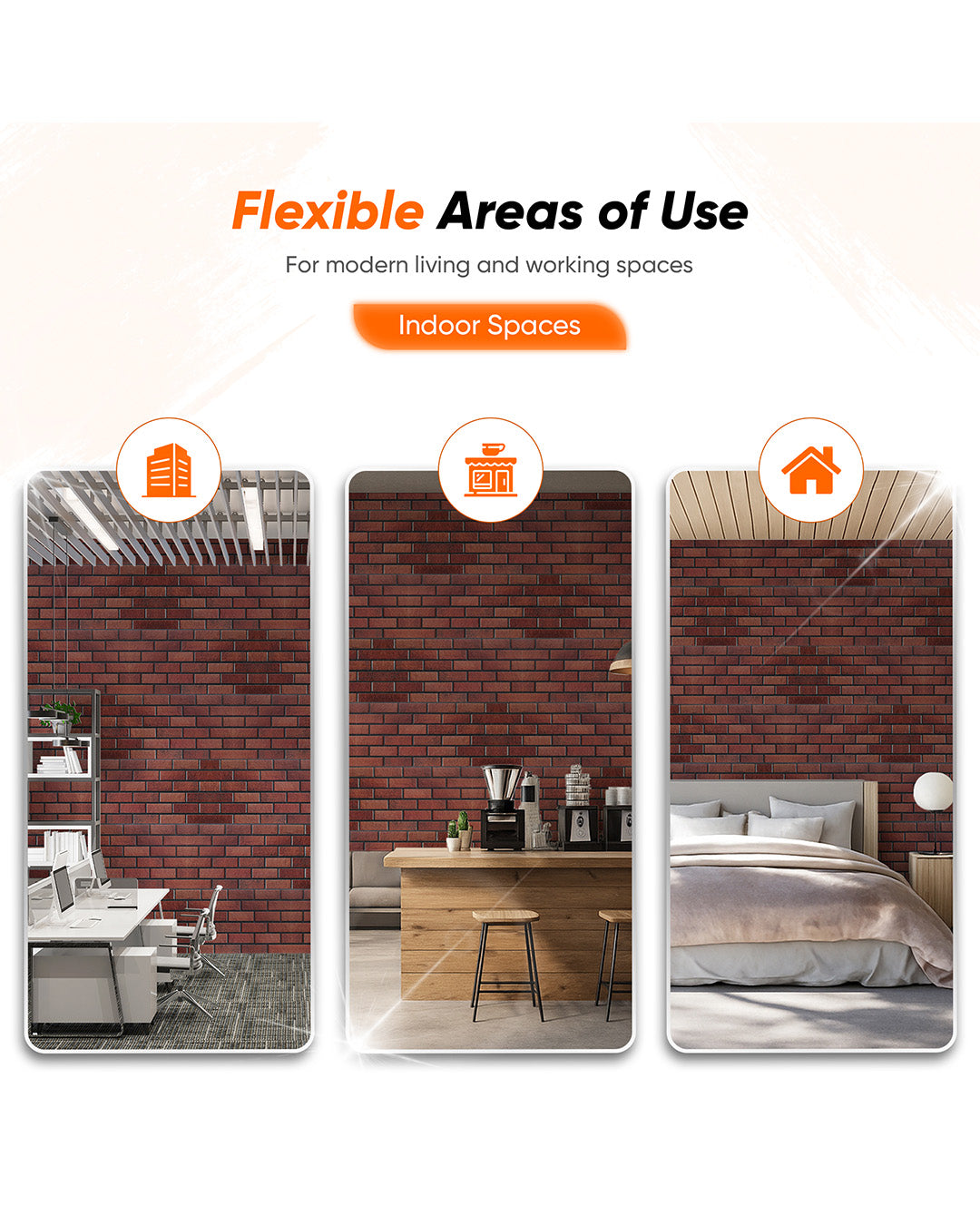 Oldbury T-1705 | 3D Brick Effect Decorative Wall Panels, 20x40in | 3/10/20 Panel Options