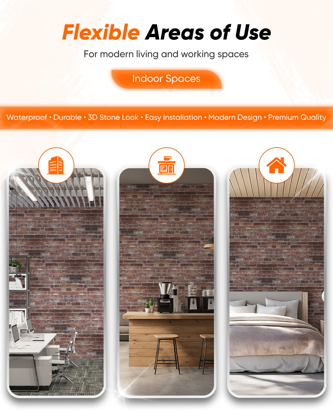 Old Castle SL-1907 | 3D Brick Effect Decorative Wall Panels, 20x40in | 3/10/20 Panel Options