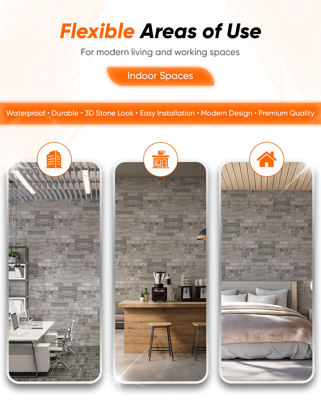 Beige Dream T-1902 | 3D Brick Effect Decorative Wall Panels, 20x40in | 3/10/20 Panel Options