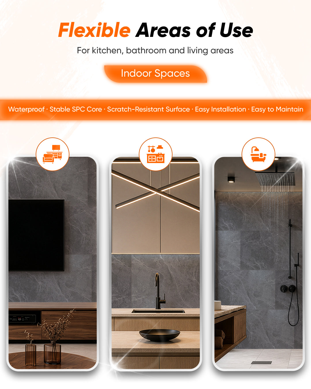 Misty Mountain- Spc Lock System Marble Effect Wall Panel (24 × 46 in) Matte Finish