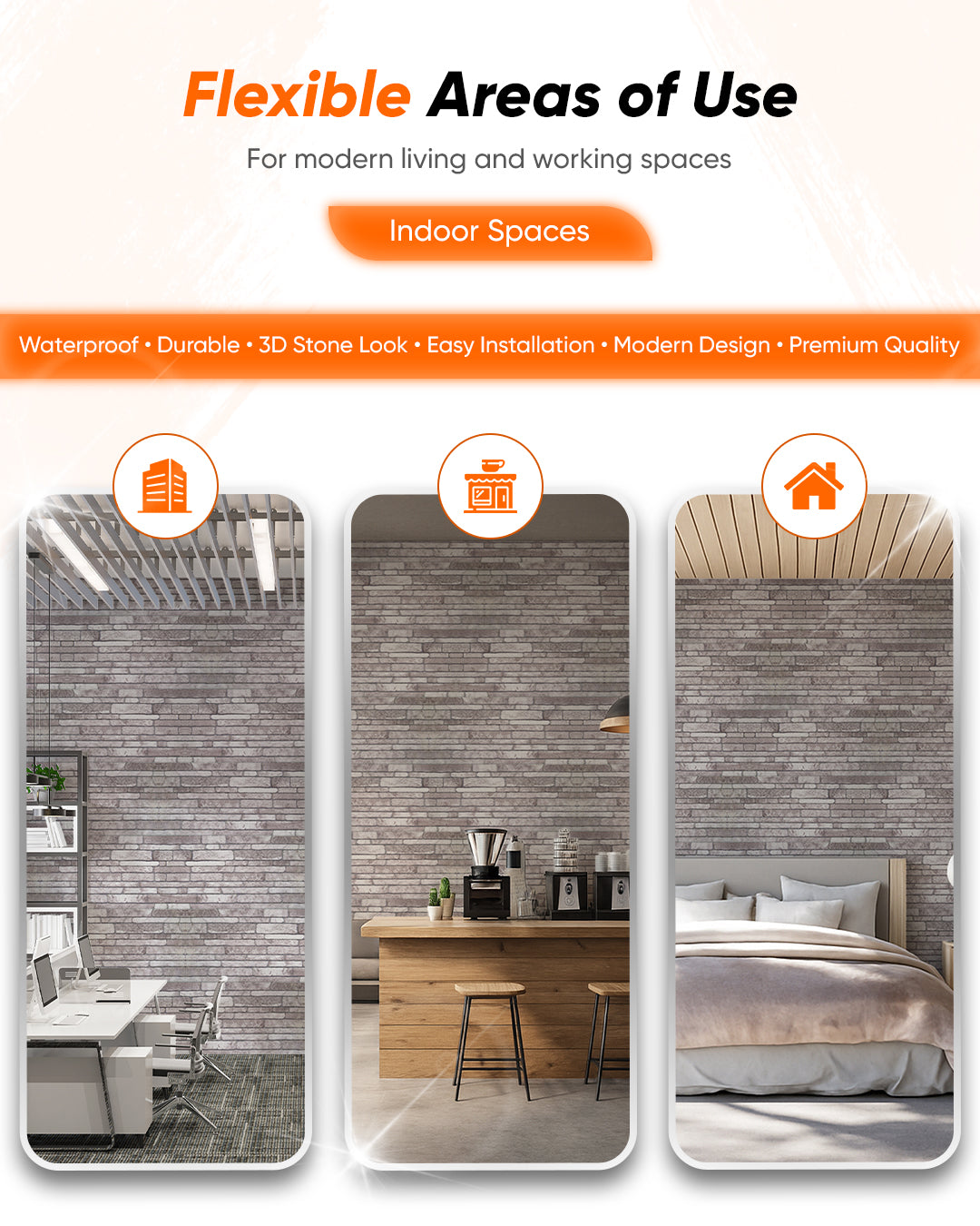 Cream Dream N-04 | 3D Stone Effect Decorative Wall Panels, 20x40in | 3/10/20 Panel Options