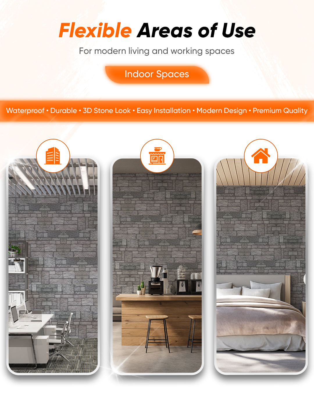 Backyard K-04 | 3D Stone Effect Decorative Wall Panels, 20x40in | 3/10/20 Panel Options