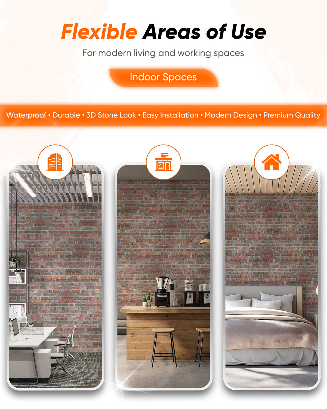 Stone Bridge SL-1902 | 3D Brick Effect Decorative Wall Panels, 20x40in | 3/10/20 Panel Options