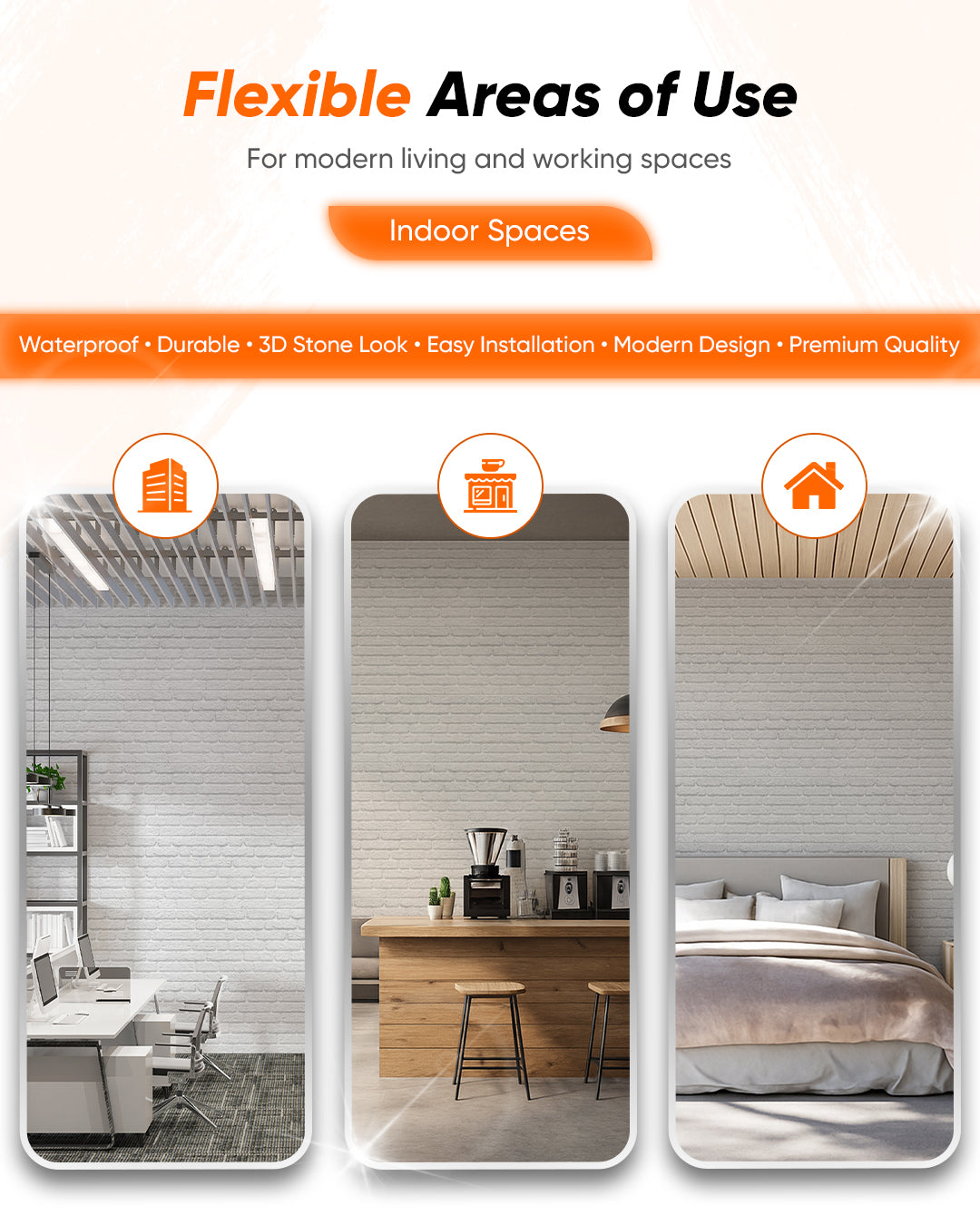 White Snow SL-1900 | 3D Brick Effect Decorative Wall Panels, 20x40in | 3/10/20 Panel Options