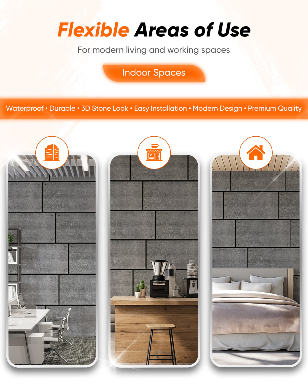 Dark Concrete AT-17 | 3D Concrete Effect Decorative Wall Panels, 20x40in | 3/10/20 Panel Options