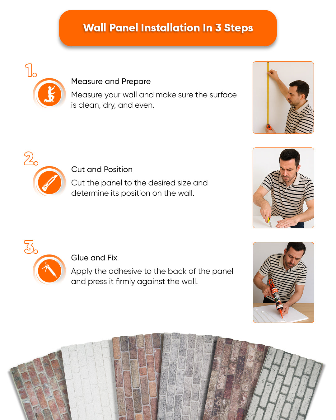 Ash Smoke T-1905 3D Decorative Wall Panels, Brick Effect