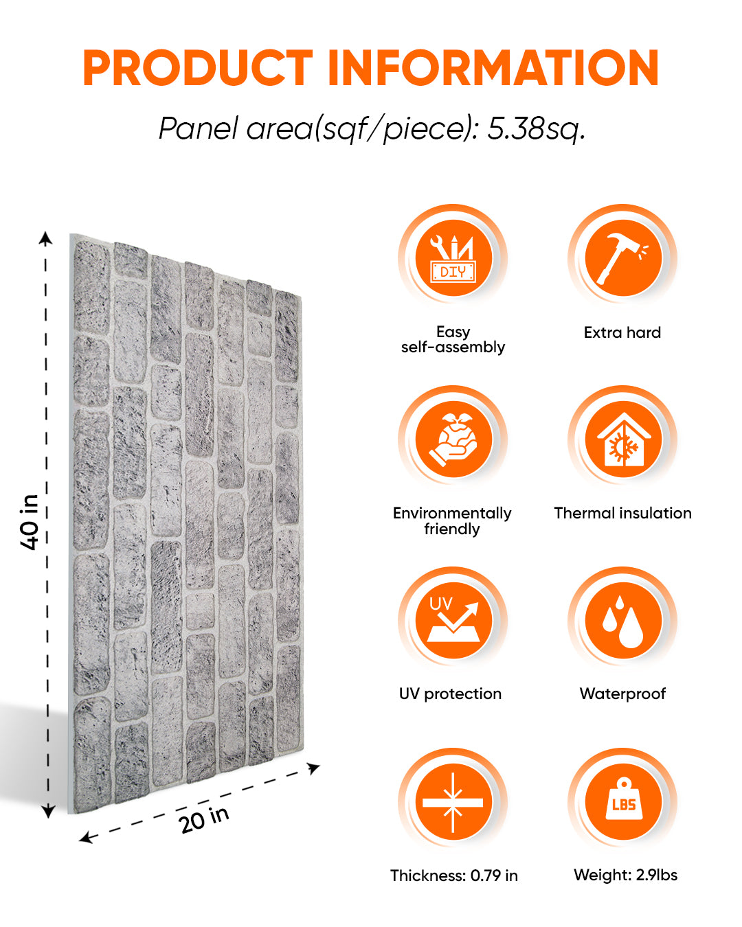 White Grey SL-1702 3D Decorative Wall Panels, Stone Effect