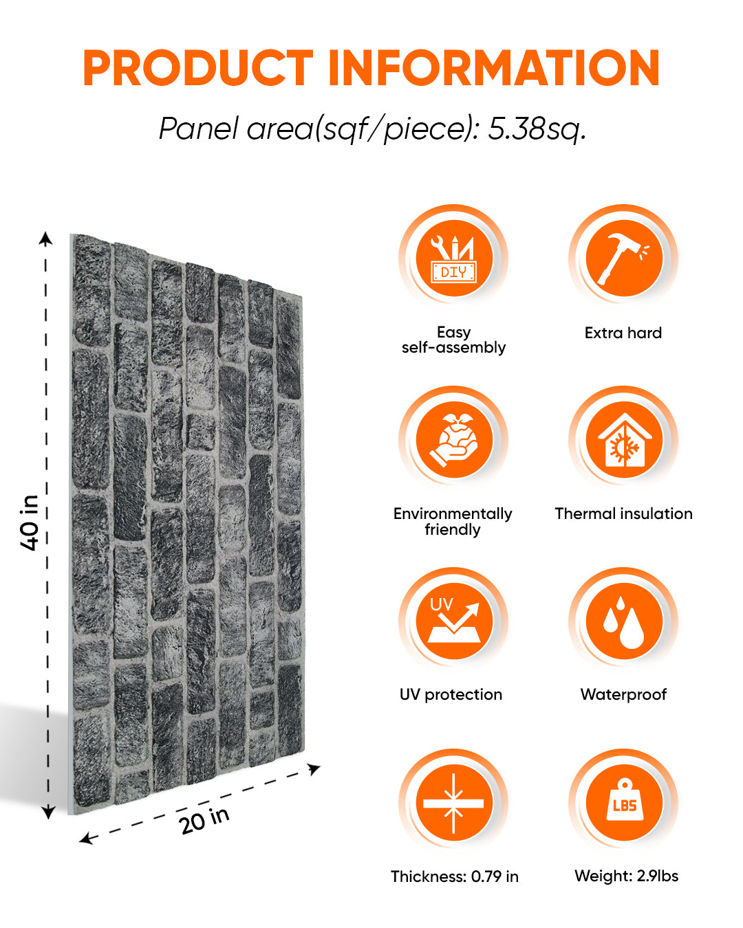 Old Town SL-1703 3D Decorative Wall Panels, Stone Effect