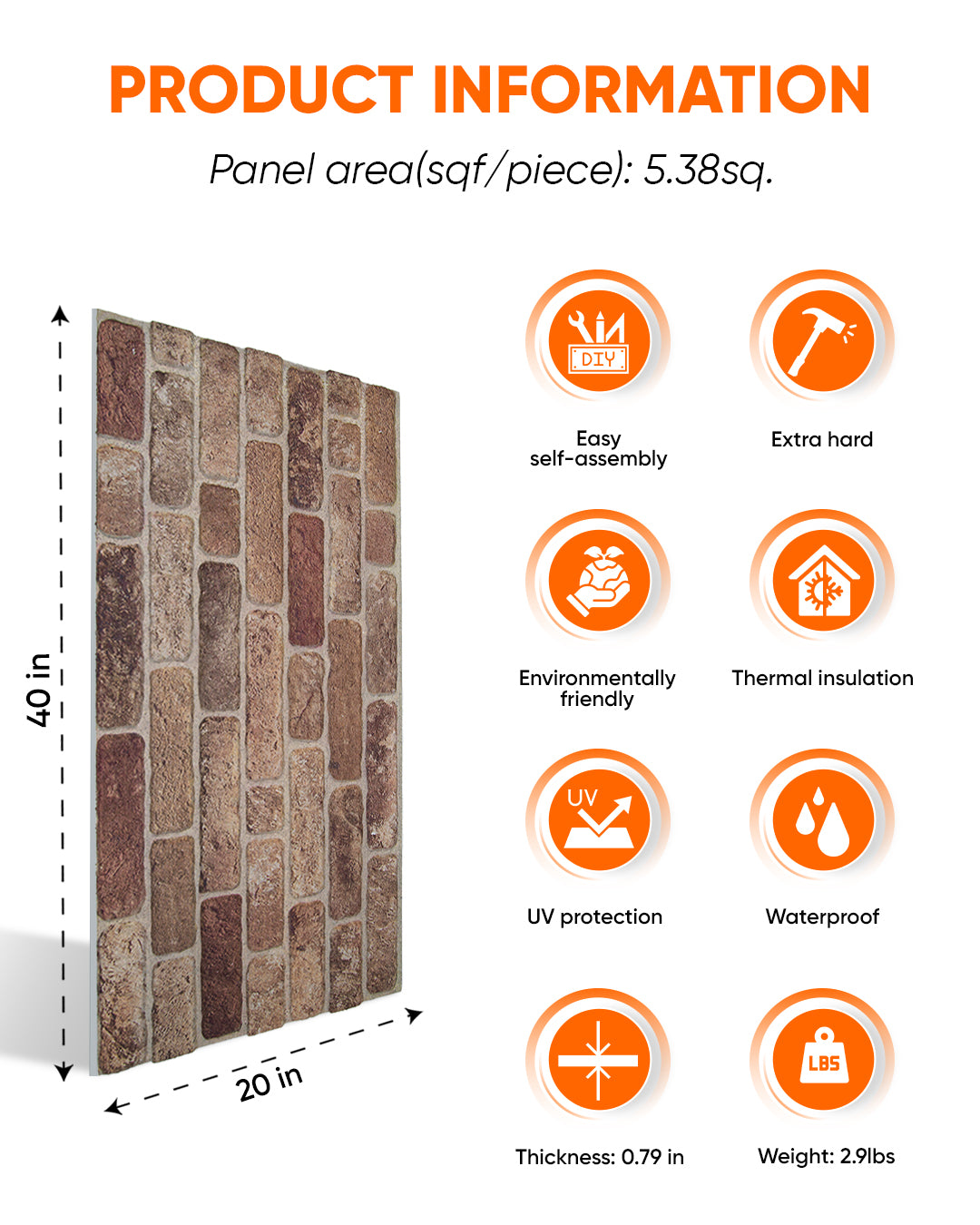 Farmhouse Style SL-1901 3D Decorative Wall Panels, Stone Effect