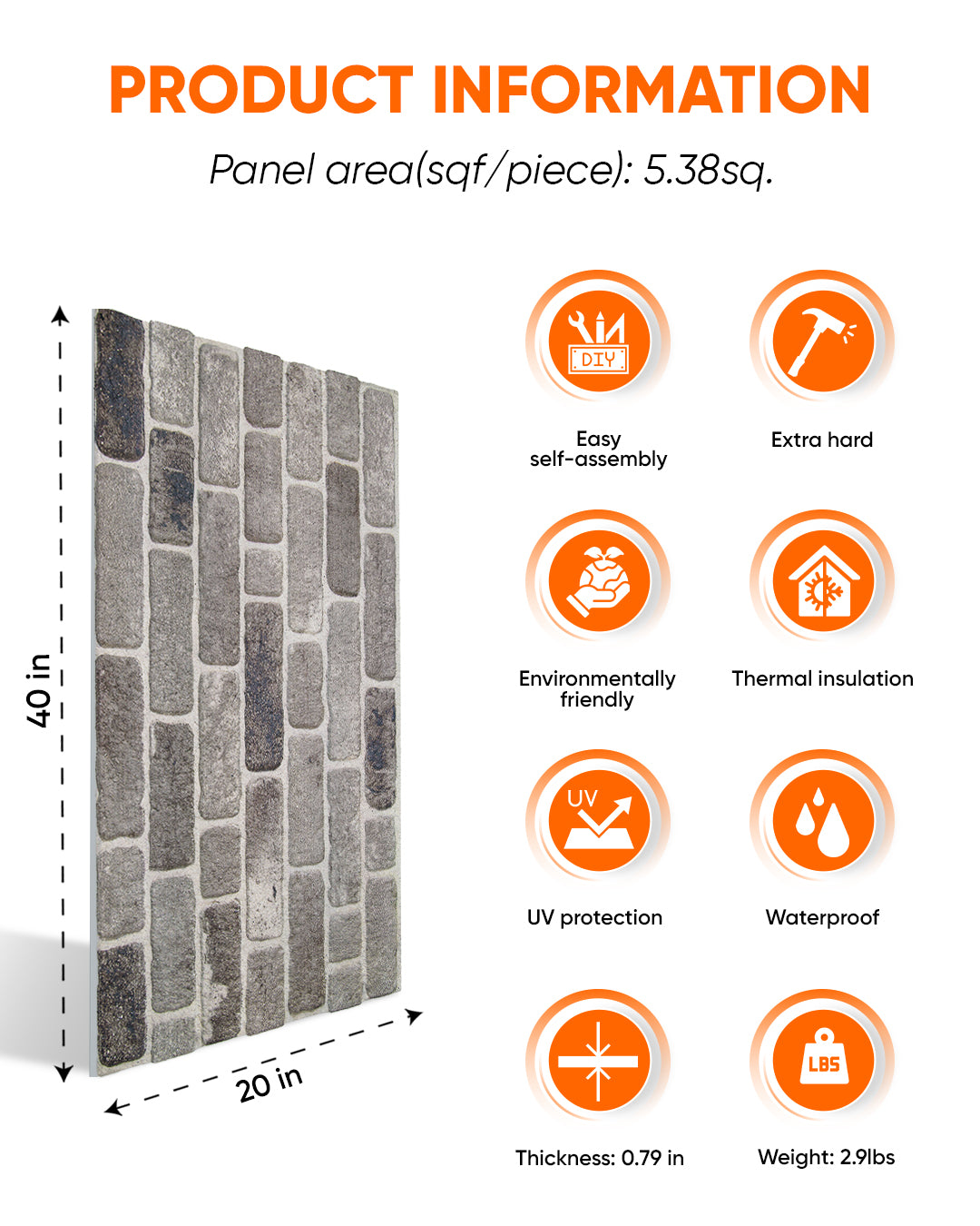 Path Of Gray SL-1926 3D Decorative Wall Panels, Stone Effect