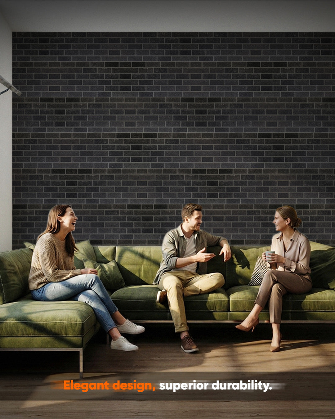 Ash Smoke T-1905 | 3D Brick Effect Decorative Wall Panels, 20x40in | 3/10/20 Panel Options