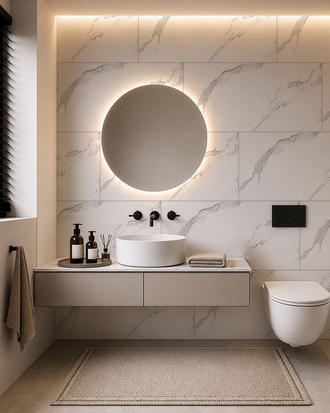 Frozen Horizon- Spc Lock System Marble Effect Wall Panel (24 × 46 in) Glossy Finish