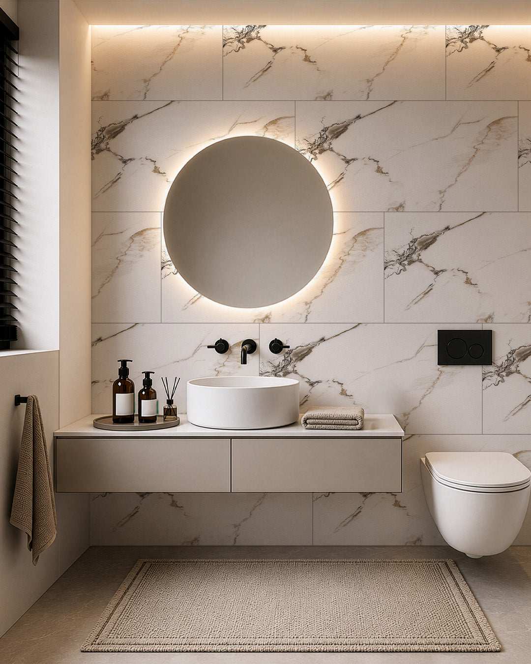 Golden Desert- Spc Lock System Marble Effect Wall Panel (24 × 46 in) Glossy Finish