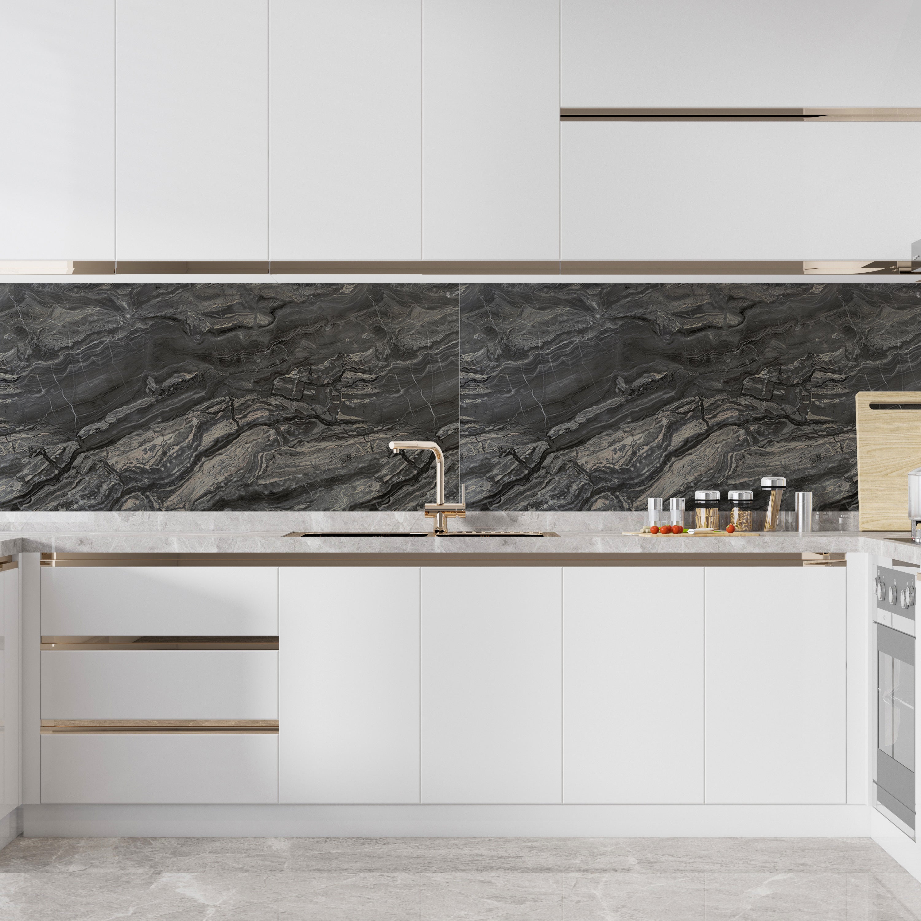 Midnight Vein Marble Look Wallpanels (24in x 48in)