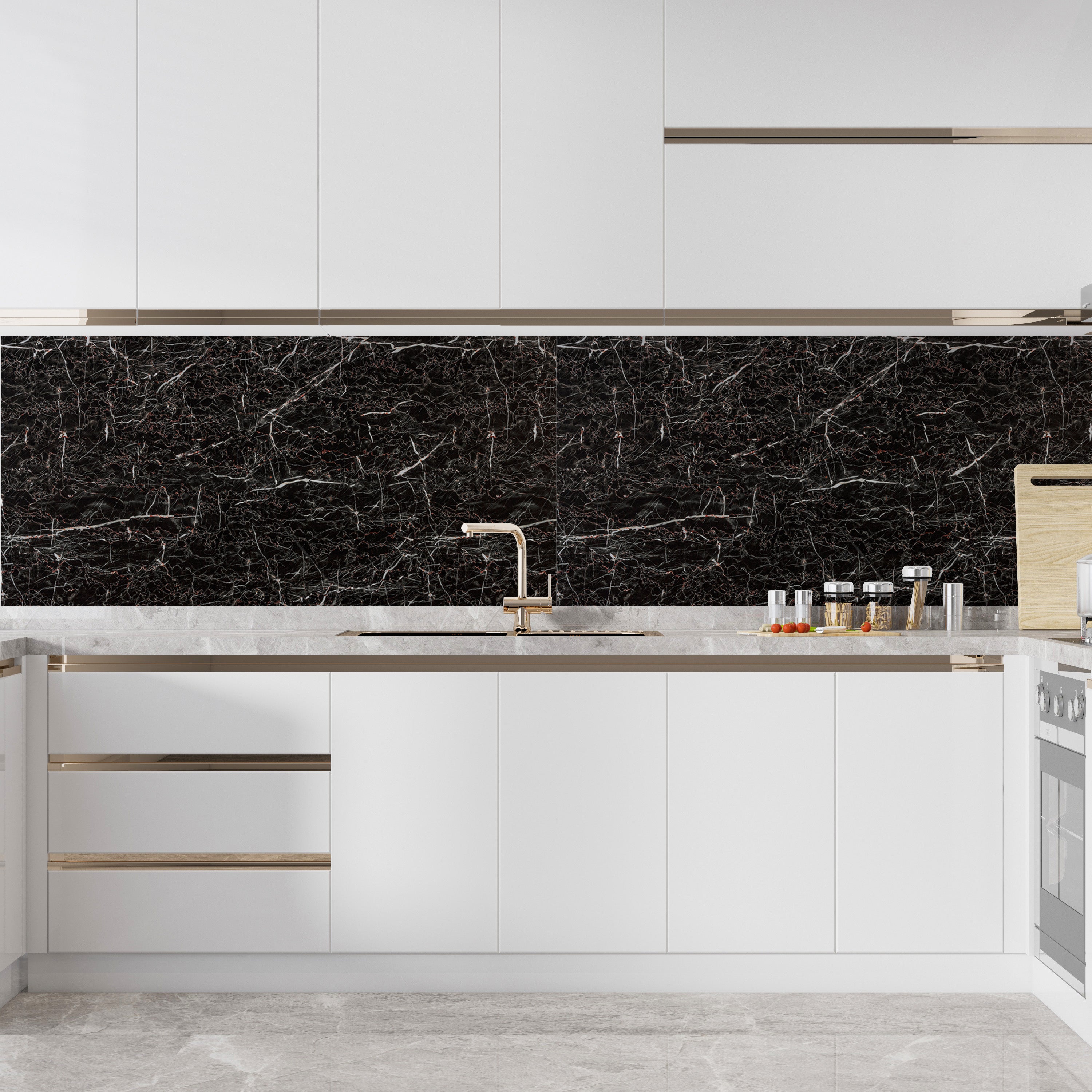 Crimson Vein Marble Look Wallpanels (24in x 48in)