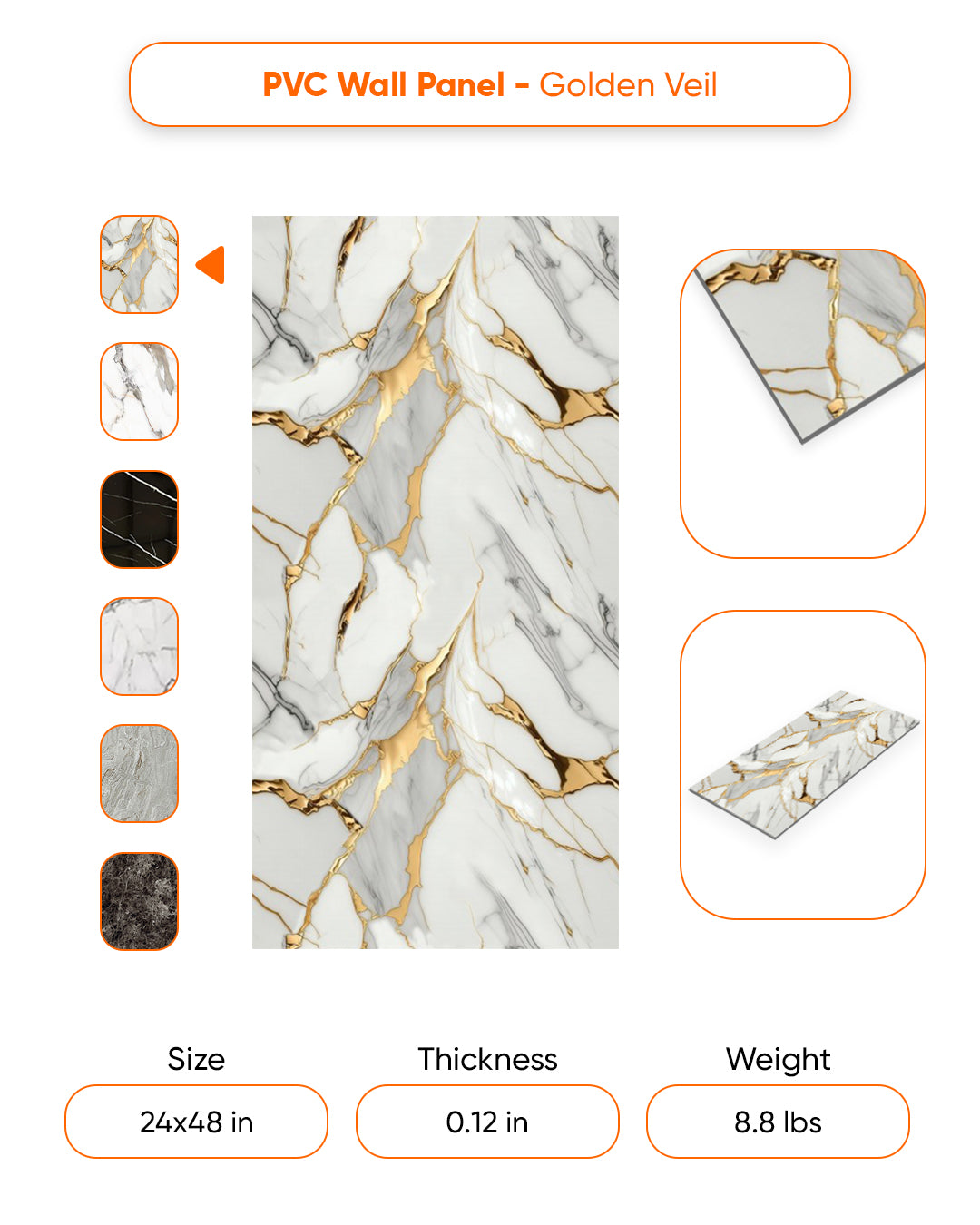 Golden Veil M-1031 Marble Look Wallpanels (24in x 48in)