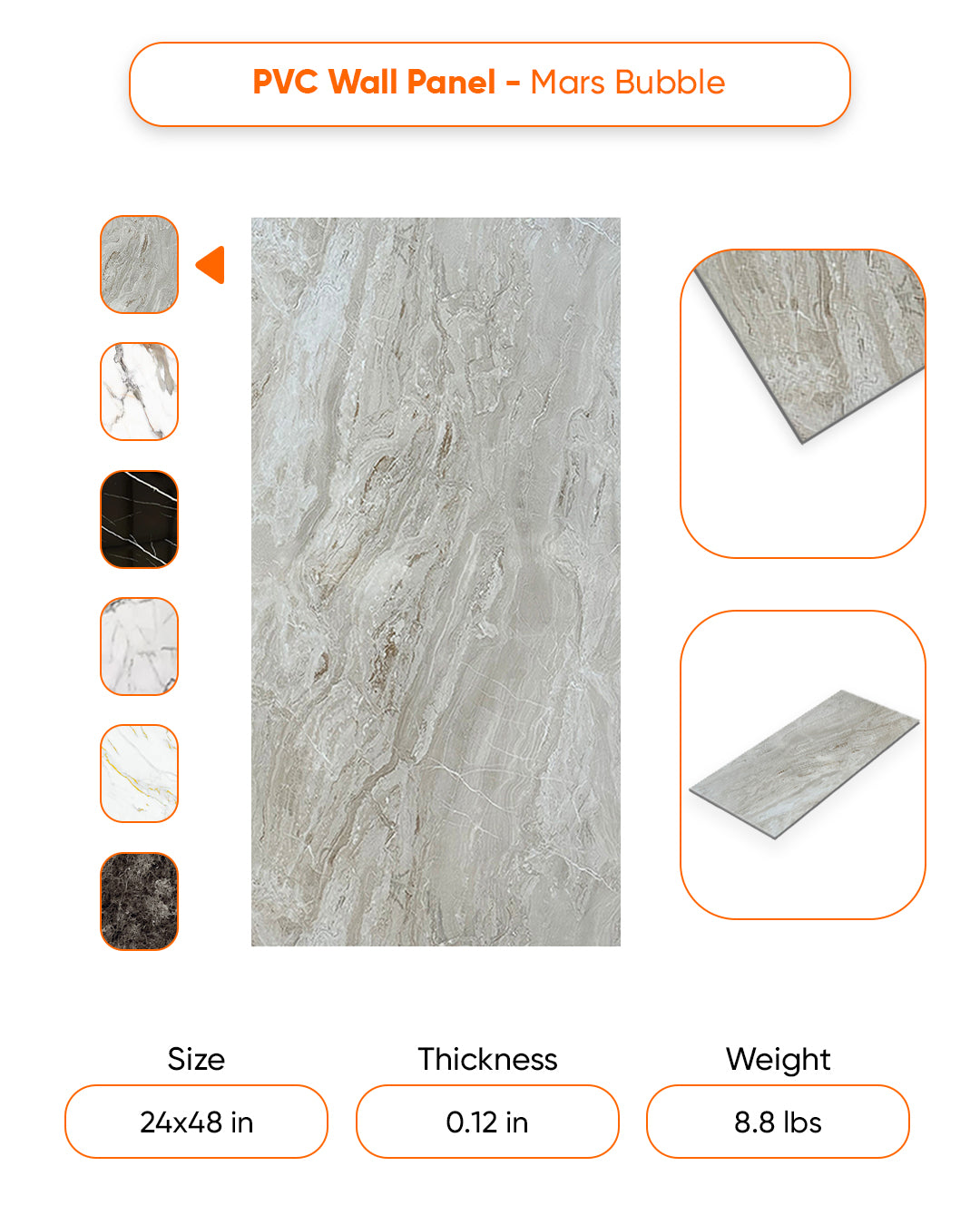 Mars Bubble Marble Look Wallpanels (24in x 48in)