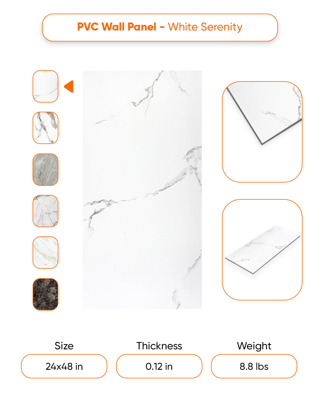 White Serenity Marble Look Wallpanels (24in x 48in)