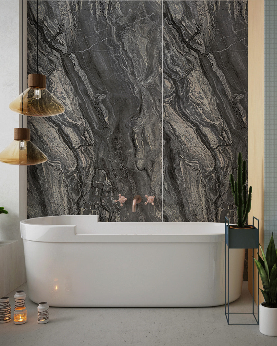 Midnight Vein Marble Look Wallpanels (24in x 48in)