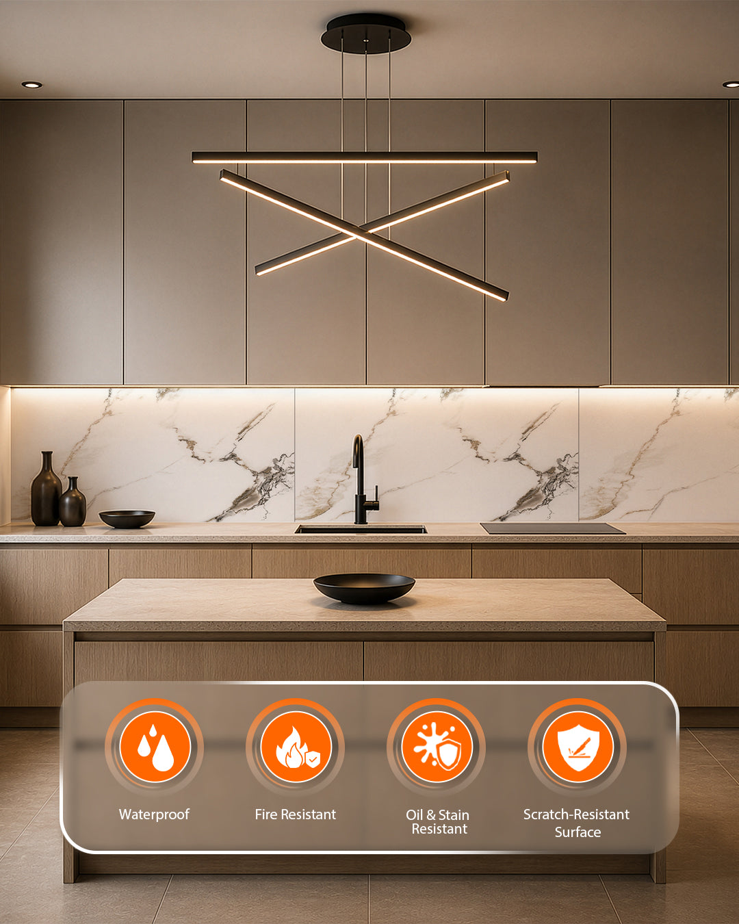 Golden Desert- Spc Lock System Marble Effect Wall Panel (24 × 46 in) Glossy Finish
