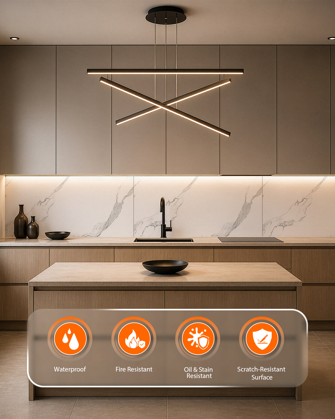 Frozen Horizon- Spc Lock System Marble Effect Wall Panel (24 × 46 in) Glossy Finish