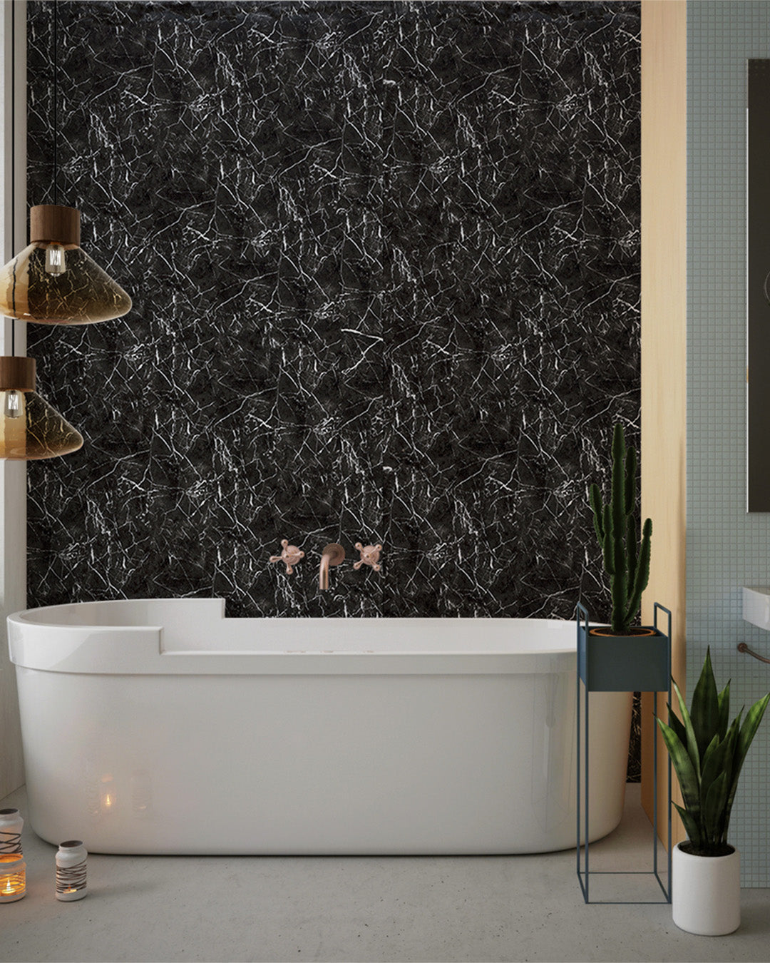 Nightfall Vein Marble Look Wallpanels (24in x 48in)