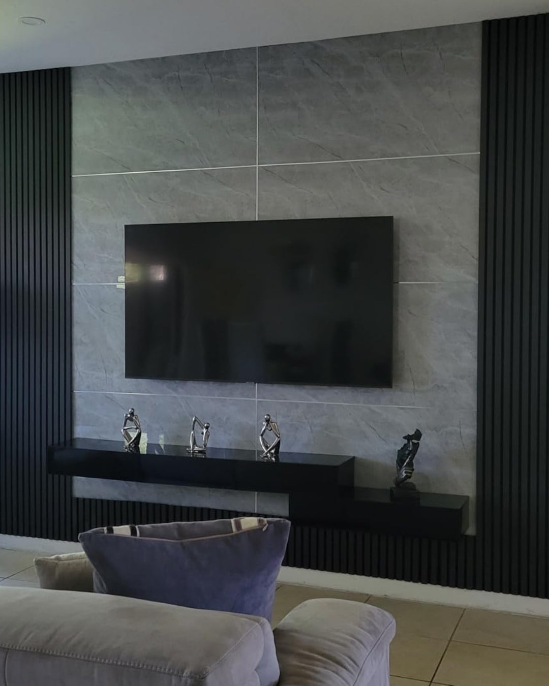 Silver Mist Big Marble Look Wallpanels (96in x48in)