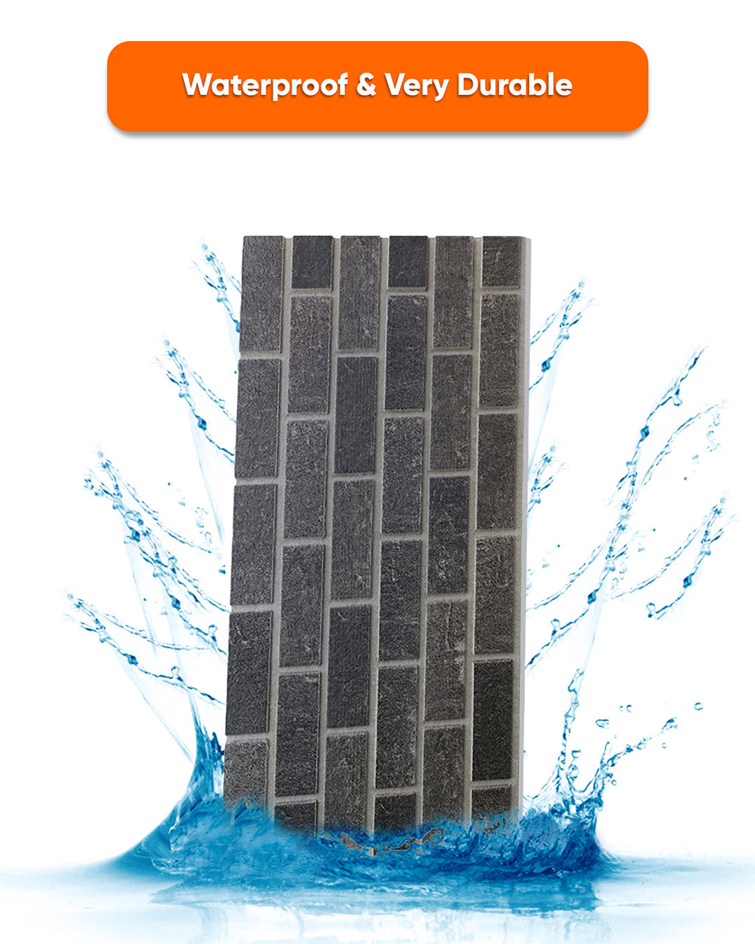 Ash Smoke T-1905 | 3D Brick Effect Decorative Wall Panels, 20x40in | 3/10/20 Panel Options