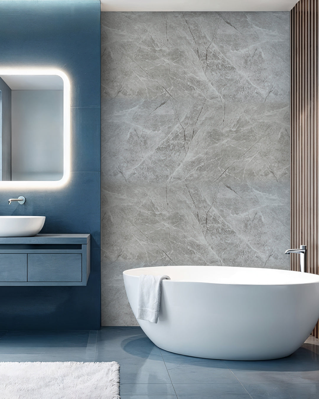 Silver Mist Big Marble Look Wallpanels (96in x48in)