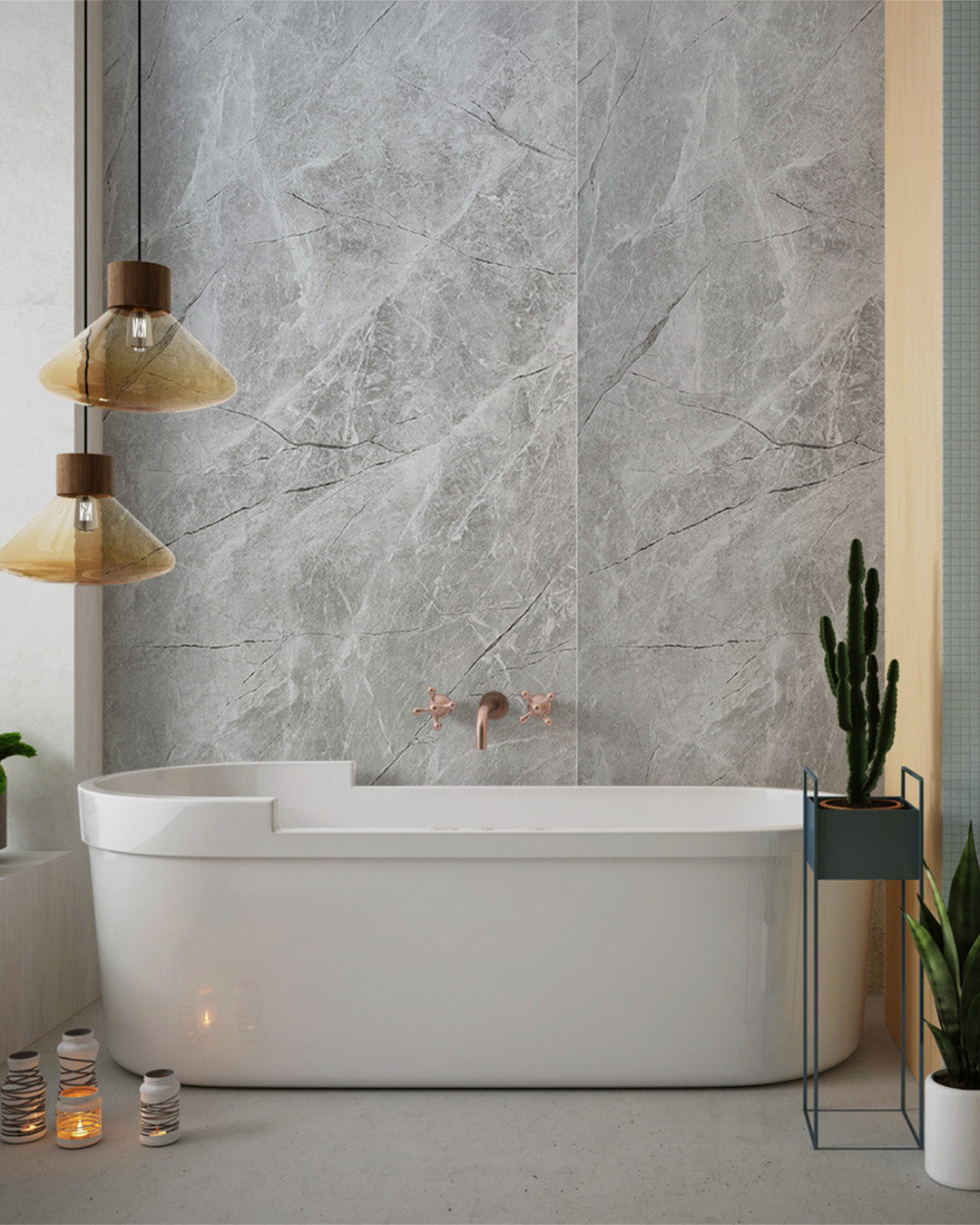 Silver Mist Marble Look Wallpanels (24in x 48in)