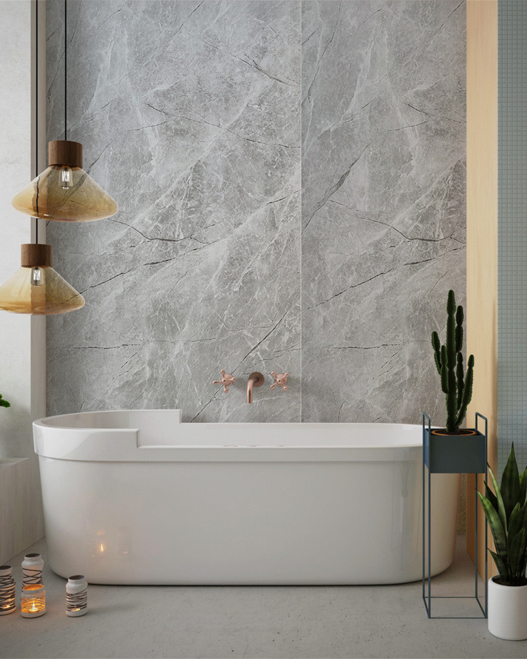 Silver Mist Big Marble Look Wallpanels (96in x48in)