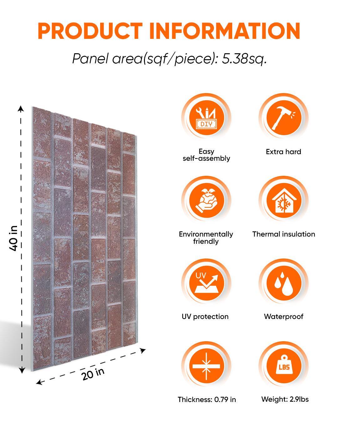 Mokka Royal T-1901 3D Decorative Wall Panels, Brick Effect