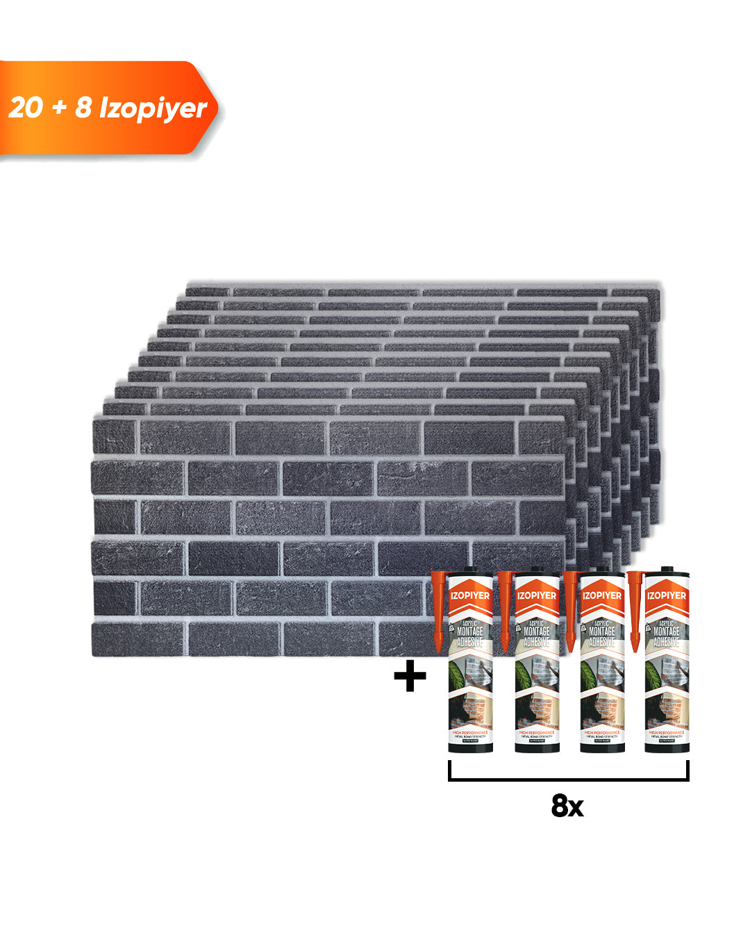 Ash Smoke T-1905 3D Decorative Wall Panels, Brick Effect