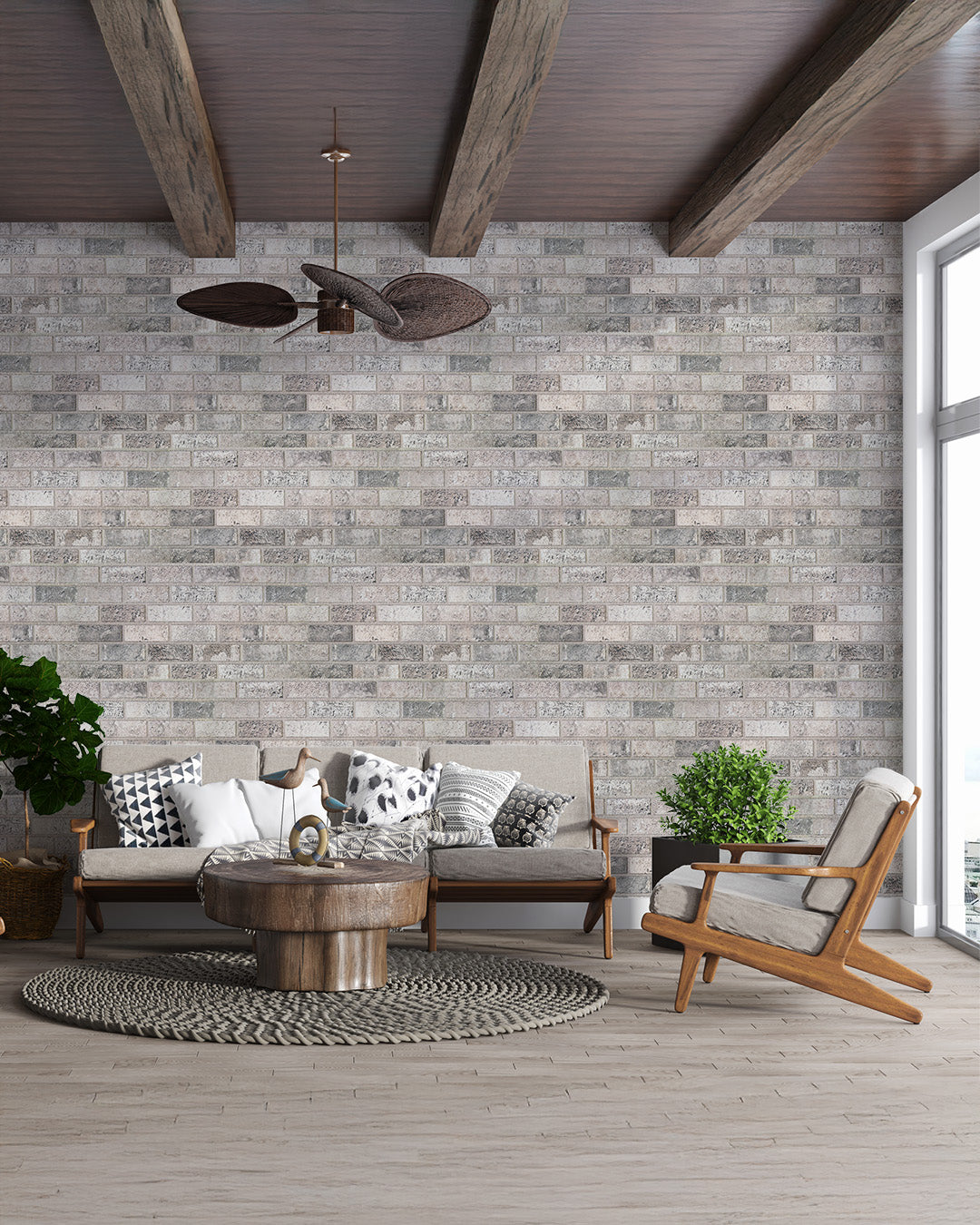 Beige Dream T-1902 3D Decorative Wall Panels, Brick Effect