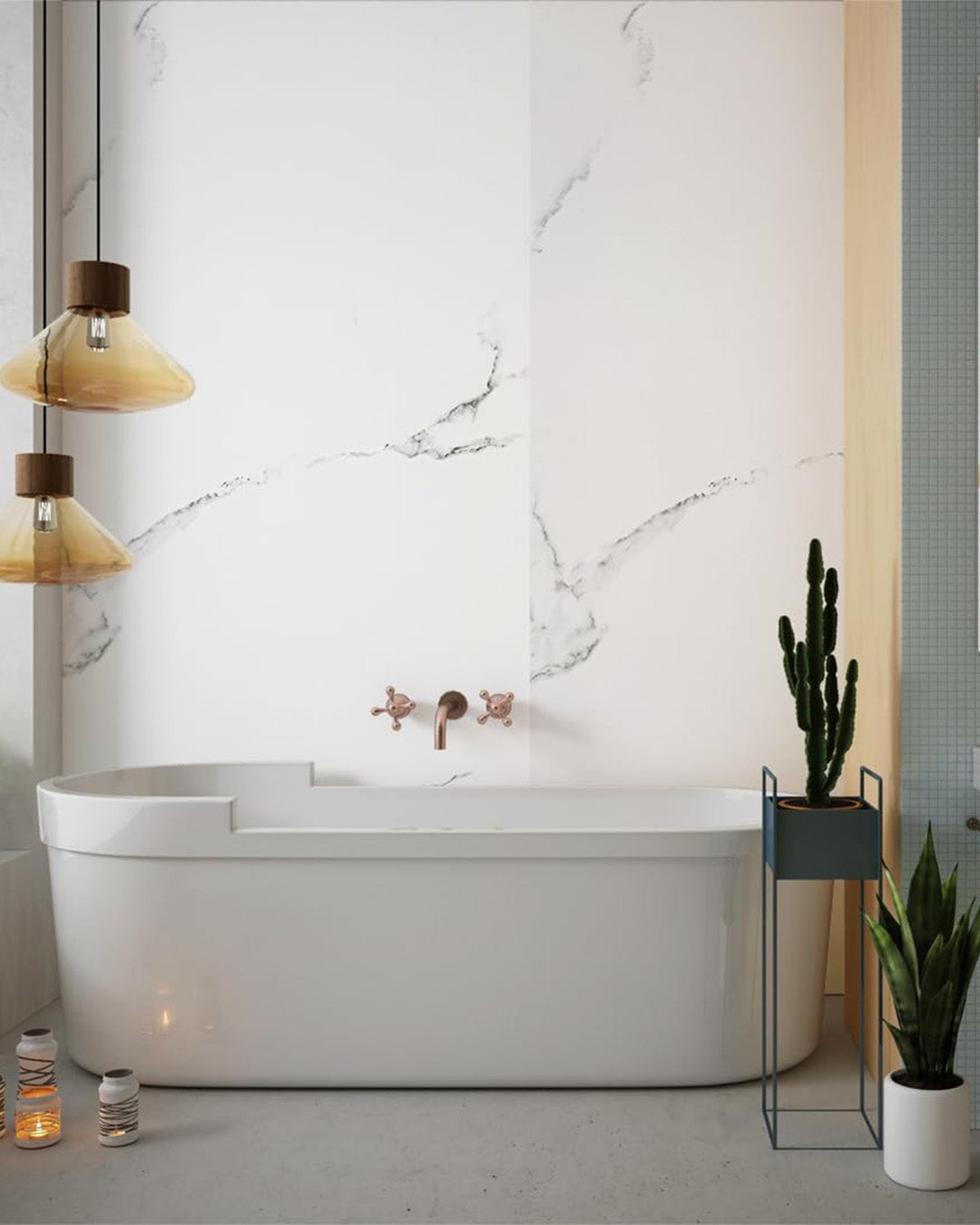 White Serenity Big Marble Look Wallpanels (96in x48in)