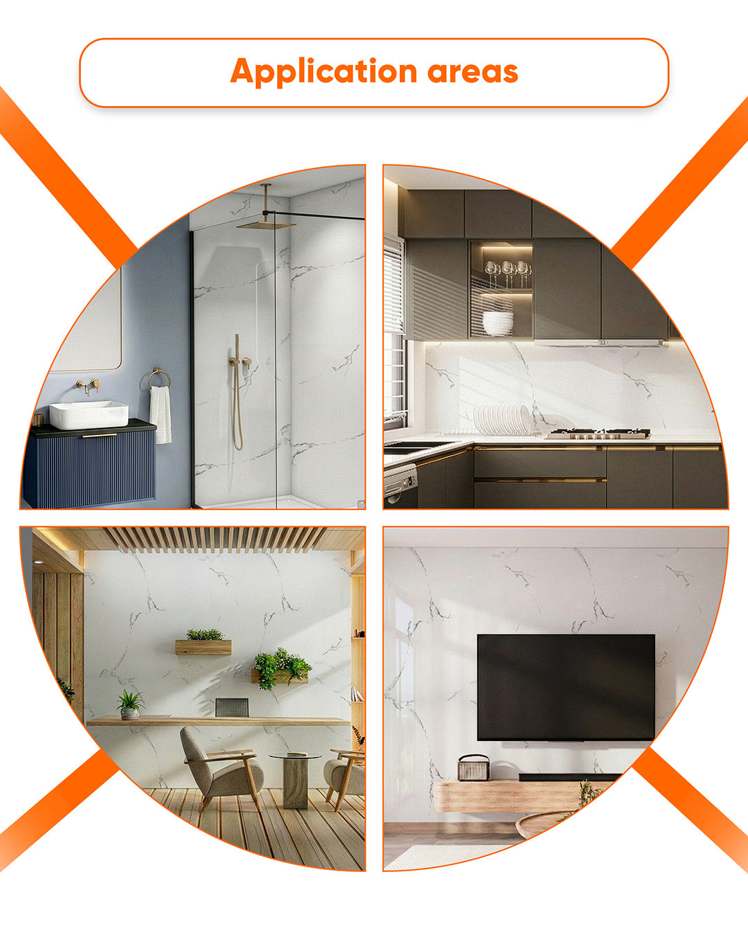 Garden of Eden | Marble Look Decorative Wall Panels (24"x48") | 4 Pieces | Alternative to Bathroom & Kitchen Tiles, Shower Wall Panels, Kitchen Backsplash