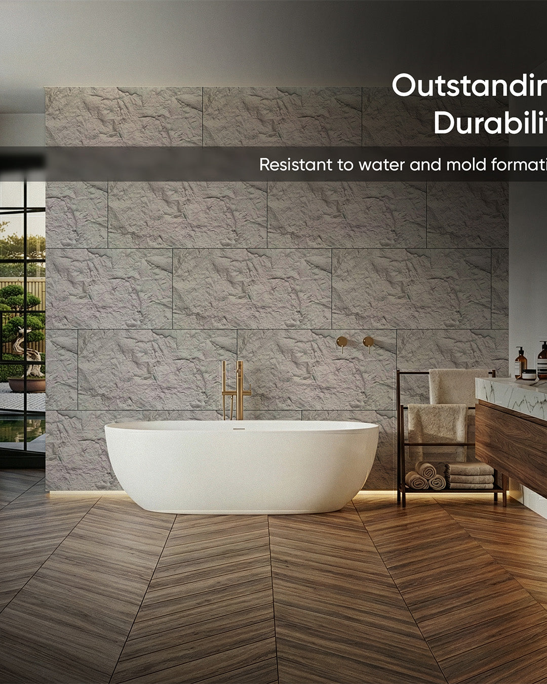 Light Gray, Pu Stone 3D Wall Panels
