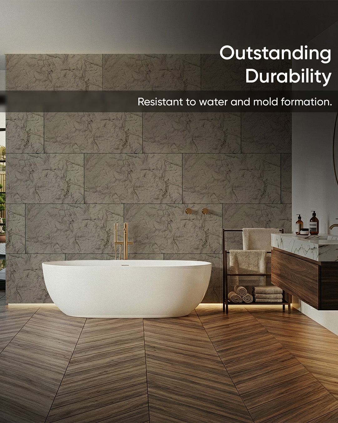 Dark Gray, Pu Stone 3D Wall Panels