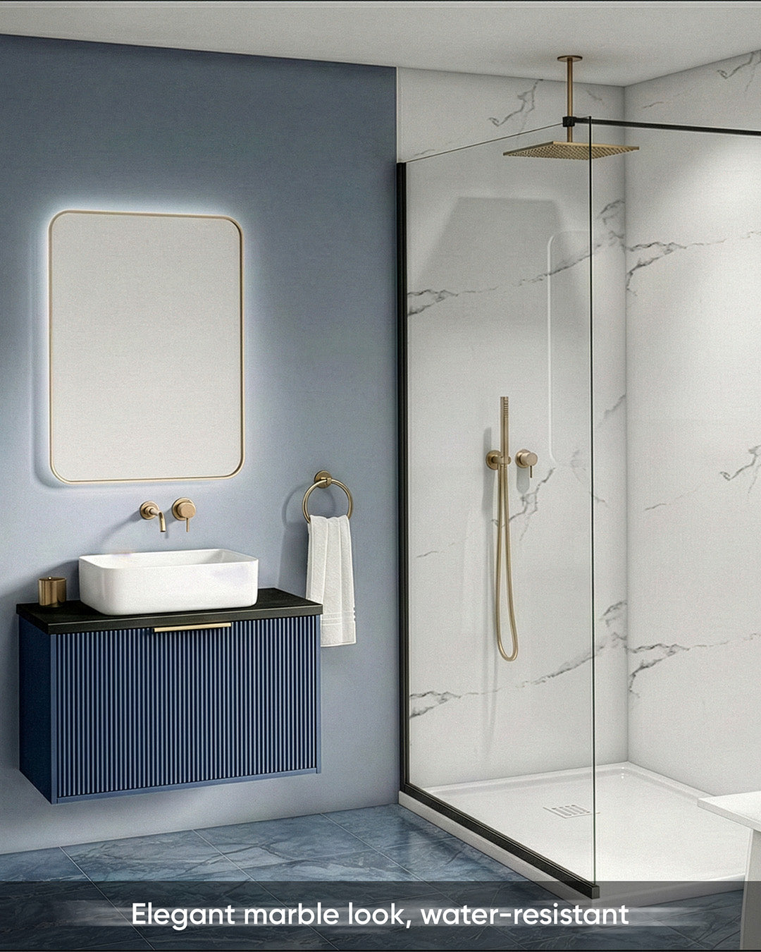 White Serenity | Marble Look Decorative Wall Panels (24"x45") | 4 Pieces | Alternative to Bathroom & Kitchen Tiles, Shower Wall Panels, Kitchen Backsplash