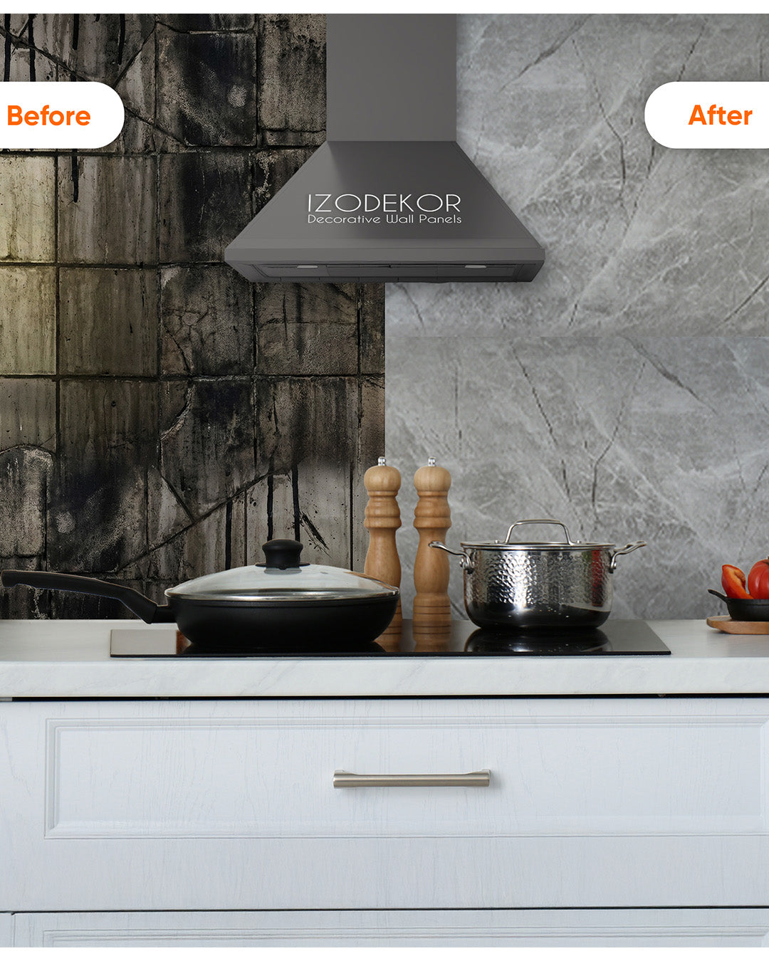 Silver Mist | Marble Look Decorative Wall Panels (24"x48") | 4 Pieces  | Alternative to Bathroom & Kitchen Tiles, Shower Wall Panels, Kitchen Backsplash