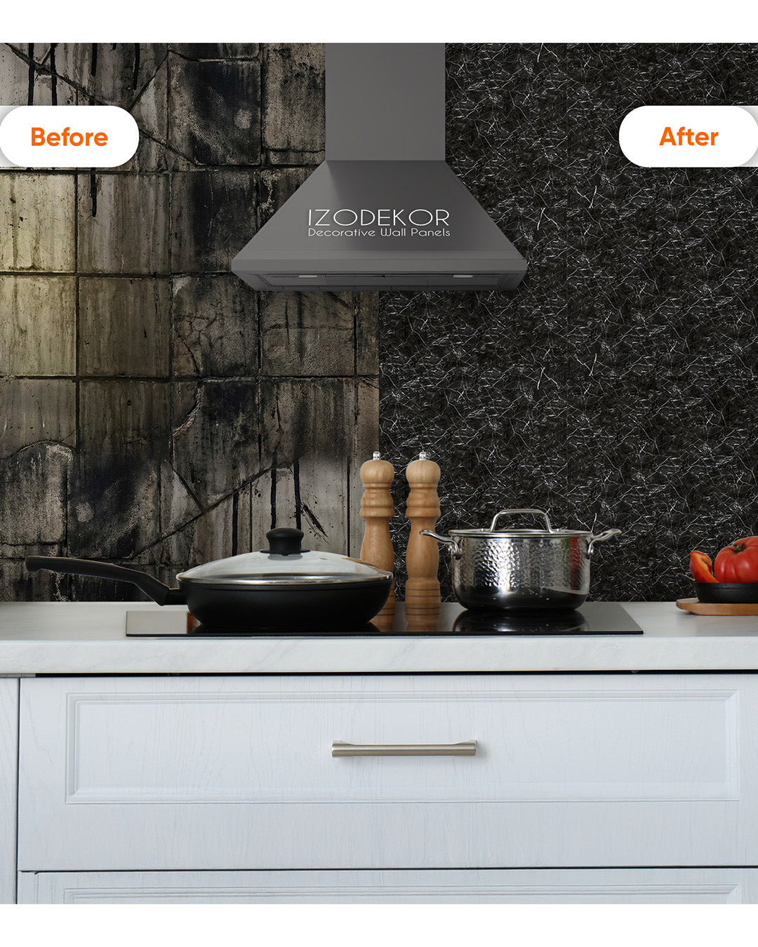 Nightfall Vein | Marble Look Decorative Wall Panels (24"x48") | 4 Pieces  | Alternative to Bathroom & Kitchen Tiles, Shower Wall Panels, Kitchen Backsplash