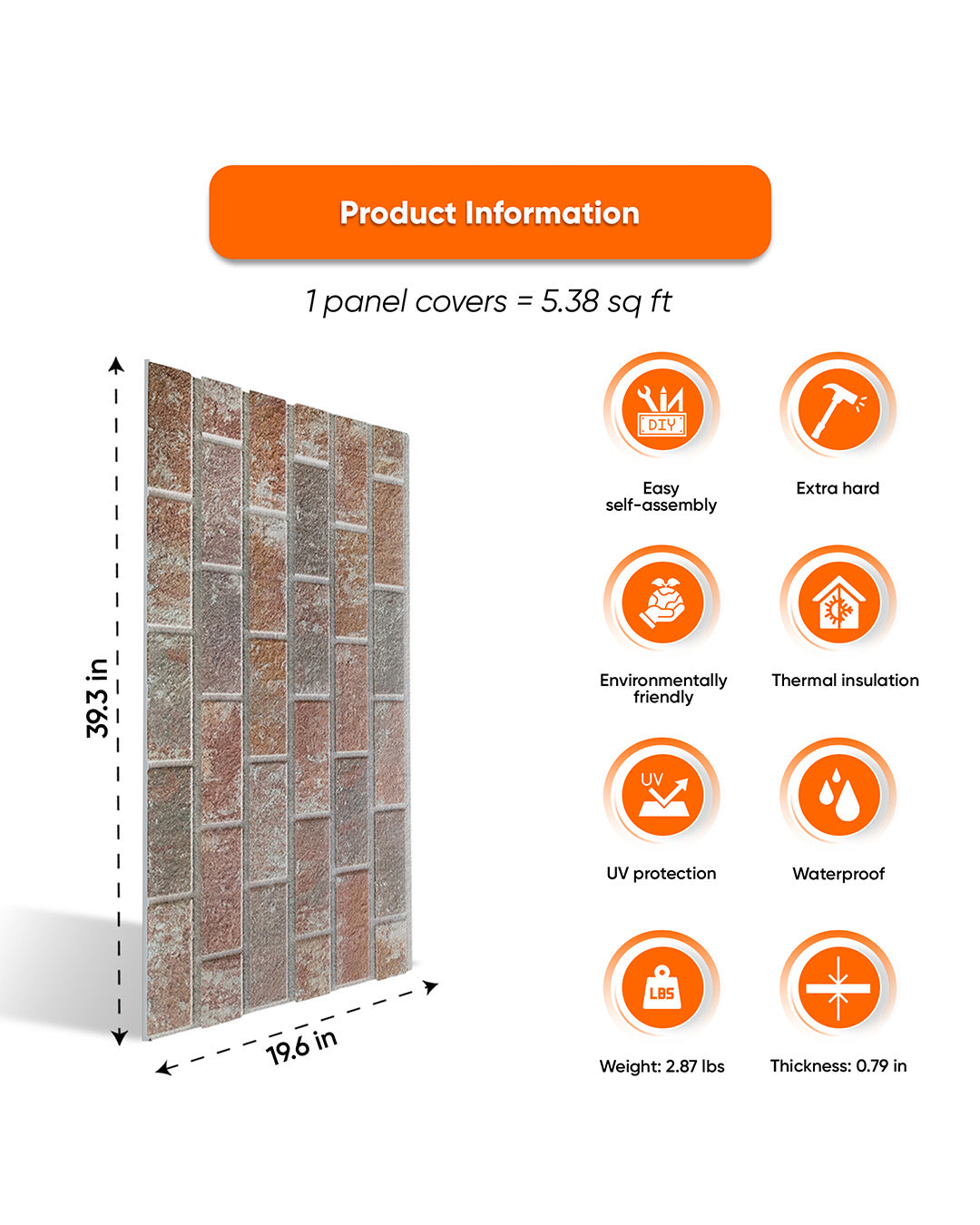 Mocha Royal T-1901 | 3D Brick Effect Decorative Wall Panels, 20x40in | 3/10/20 Panel Options
