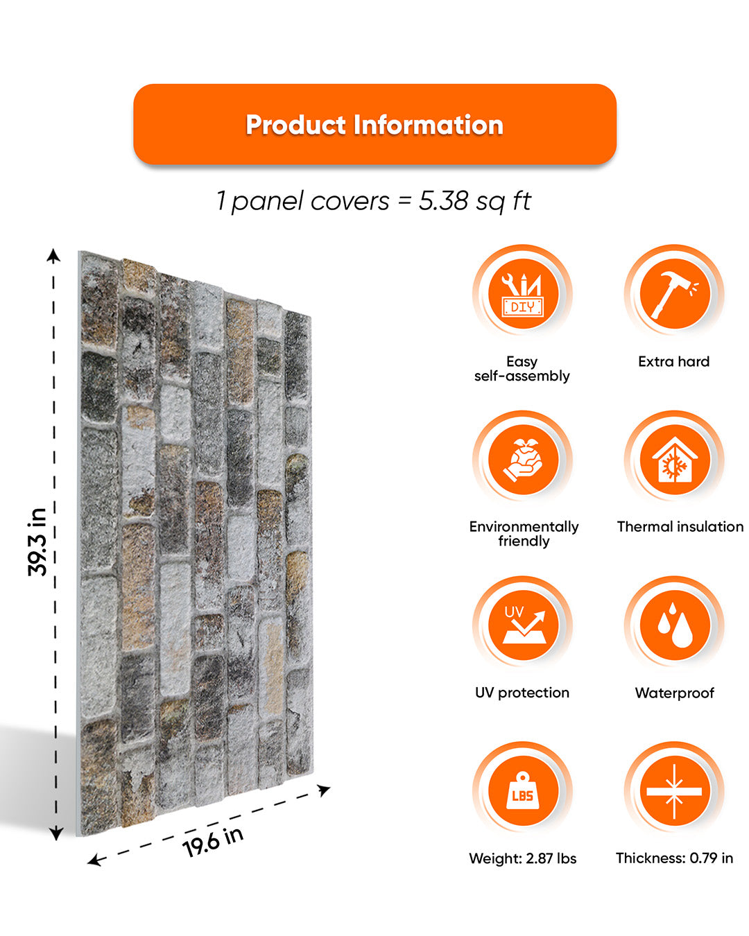 Towards The Bridge SL-1804 | 3D Brick Effect Decorative Wall Panels, 20x40in | 3/10/20 Panel Options