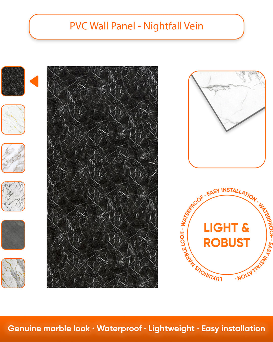 Nightfall Vein | Marble Look Decorative Wall Panels (24"x48") | 4 Pieces  | Alternative to Bathroom & Kitchen Tiles, Shower Wall Panels, Kitchen Backsplash