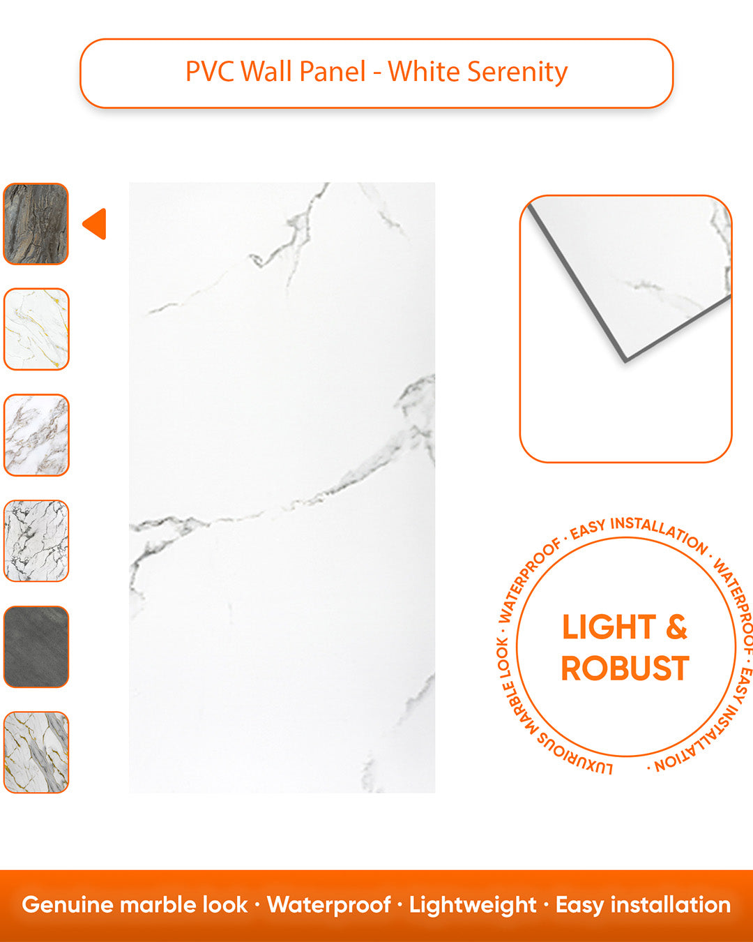 White Serenity | Marble Look Decorative Wall Panels (24"x48") | 4 Pieces | Alternative to Bathroom & Kitchen Tiles, Shower Wall Panels, Kitchen Backsplash