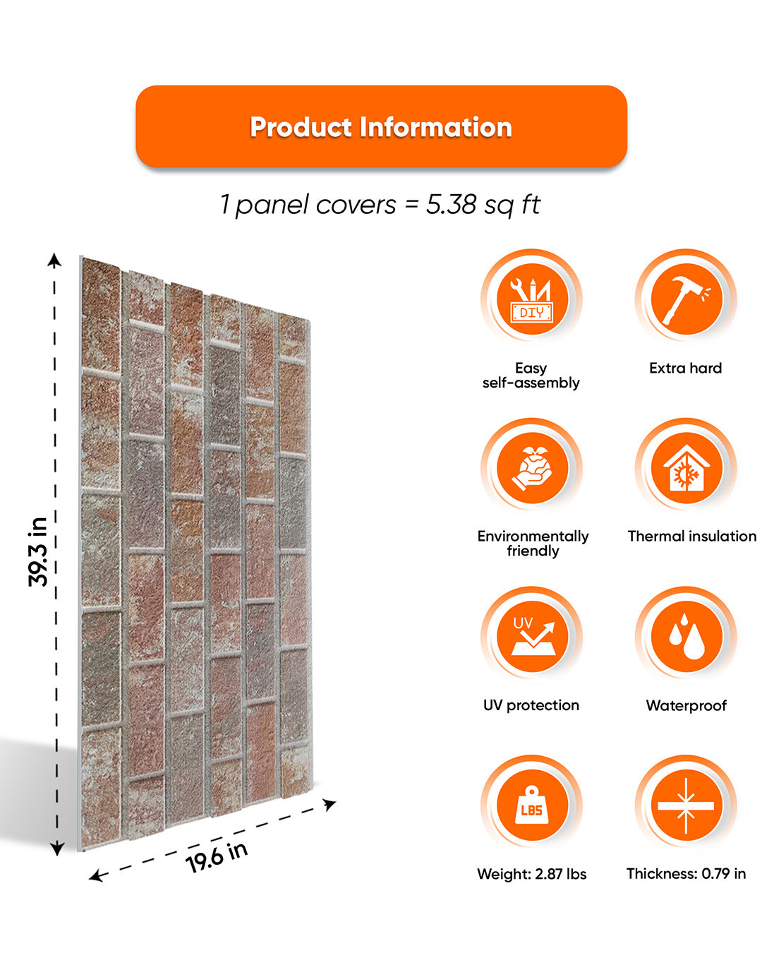 Mocha Royal T-1901 | 3D Brick Effect Decorative Wall Panels, 20x40in | 3/10/20 Panel Options