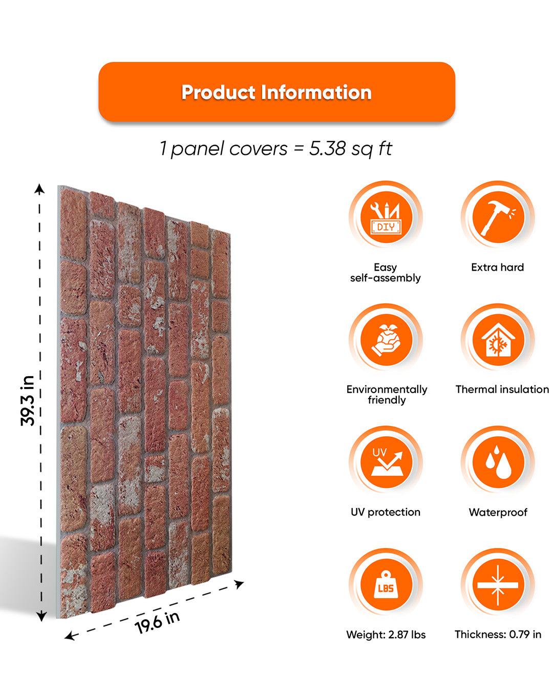 Vintage Dream SL-1716 | 3D Brick Effect Decorative Wall Panels, 20x40in | 3/10/20 Panel Options