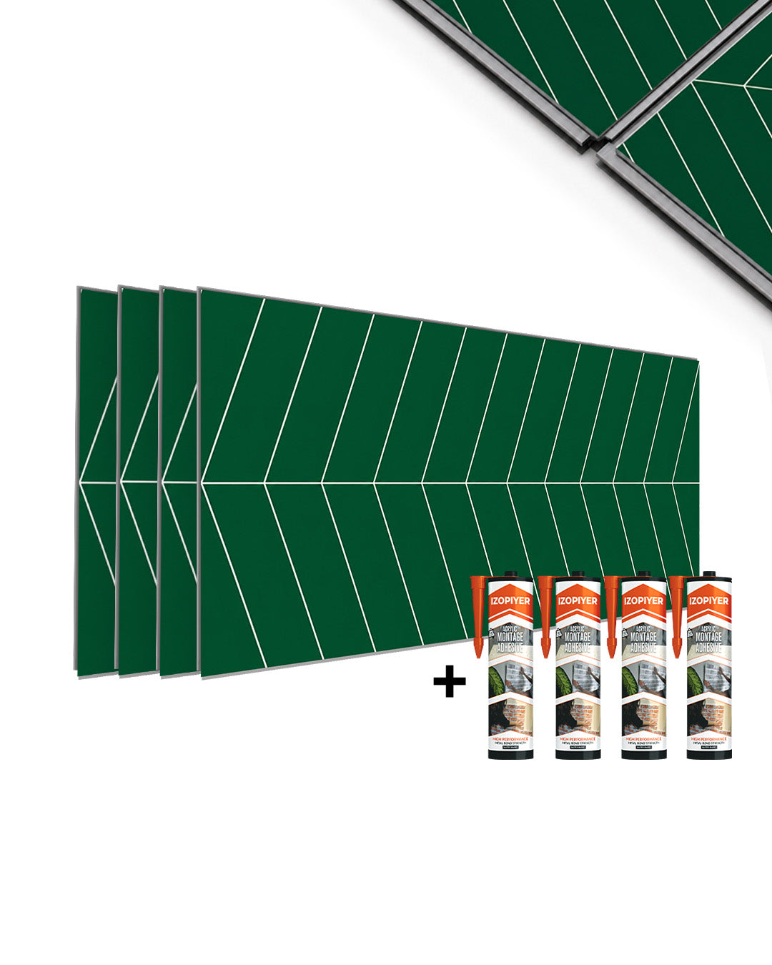 Cheevron Green- Spc Lock System Marble Effect Wall Panel (24 × 46 in) Matte Finish