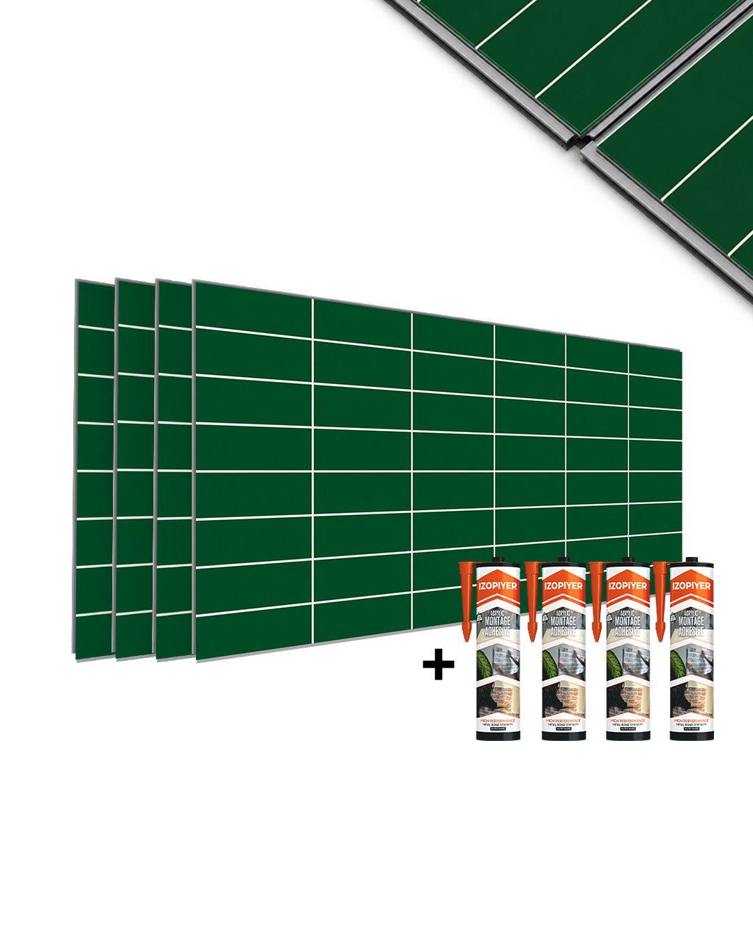 Deep Green Line- Spc Lock System Marble Effect Wall Panel (24 × 46 in) Matte Finish