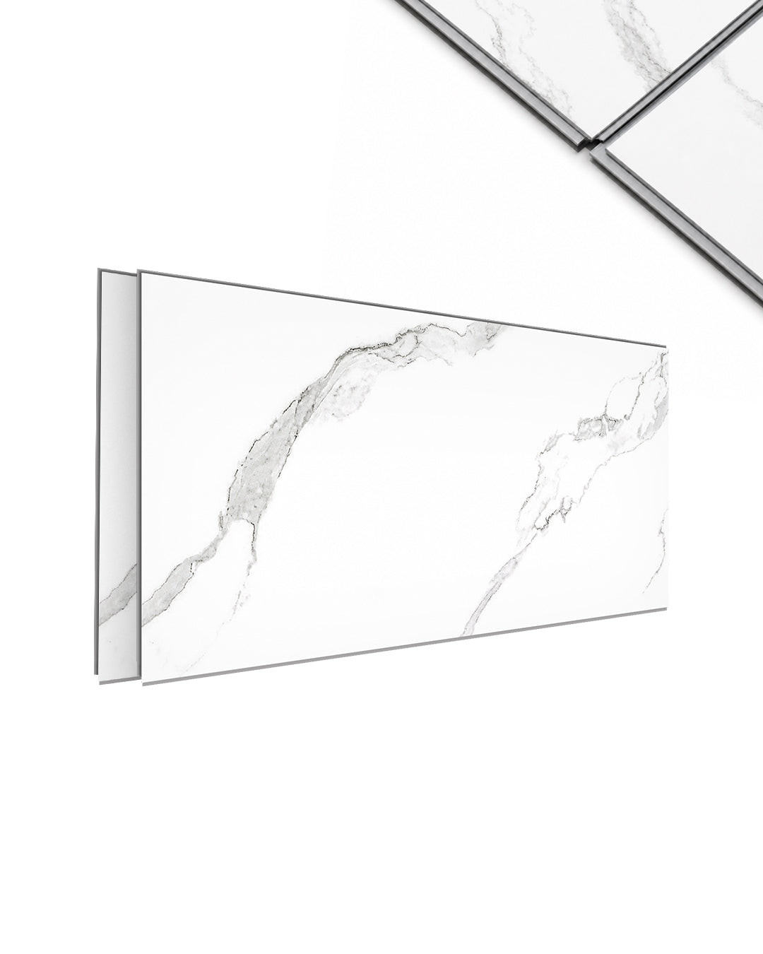 Frozen Horizon- Spc Lock System Marble Effect Wall Panel (24 × 46 in) Glossy Finish